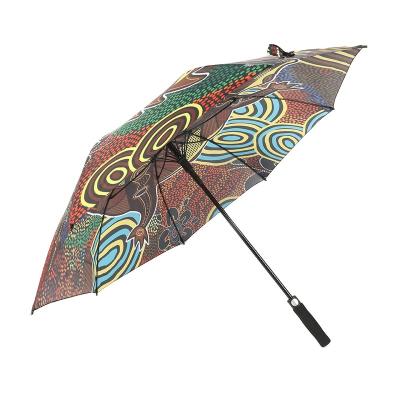 China Full Heat Printing Fiberglass Frame Custom Automatic Big Golf Windproof Traditional Style Digital Waterproof Umbrella for sale