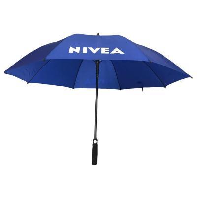 China Custom Cheap Large Golf Fiberglass Logo Straight Umbrella Super Windproof Custom Blue Advertising Traditional Umbrella for sale