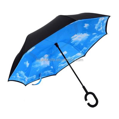 China New design traditional hot selling fiberglass frame with windproof kazbrella inverted reverse umbrella for sale