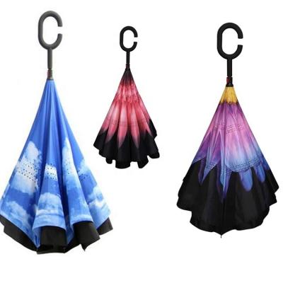 China Cheapest Rainy Days Double Layers Chinese Umbrella Windproof Inverted Reverse for sale