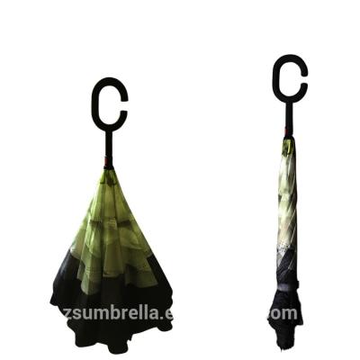 China Traditional Umbrella For Car Manual Double Layer Open Windproof Inverted Umbrella for sale