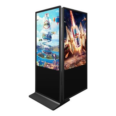 China Dual Screen 43 49 55 65 Inch Totem Display Kiosk Android Network Or Standalone Version Floor Standing Double Sided Digital Signage for sale