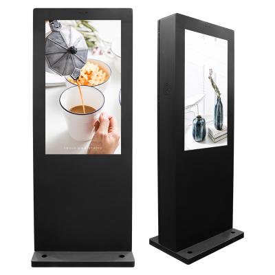 China Outdoor Split Screen Display 32/43/49/55inch Floor Stand Advertising Kiosk LCD Touch Screen Digital Advertising Display for sale