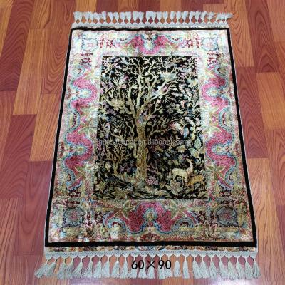 China Simply 2x3ft Tree of Life Persian Handknotted Turkish Hand Made Prayer Silk Persian Rug for sale