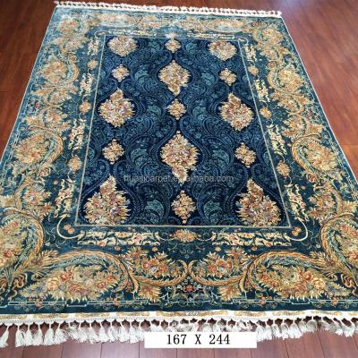 China 5.5x8ft Washable Turkish Handknotted Persian Oriental Tapestry 100% Handmade Silk Afghan Blankets Plain Adorned Office Hotel Outdoor Rugs for sale