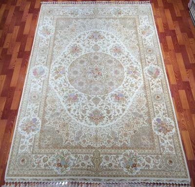 China 100% Real Silk Oriental Persian Handmade 2x3m White Turkish Indoor Living Room Flooring Hand Knotted Single Tufted Carpet Rugs for sale