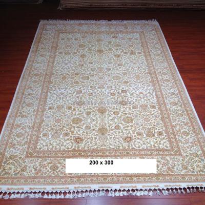 China Washable White Flowers Designer Persian Hand Knotted Blankets 100% Pure Silk Handmade Rugs Indoor Outdoor Area Flooring Rugs Halis for sale