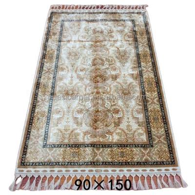 China Washable White 3x5ft Persian Handmade Blankets Chinese Silk Hand Knotted Turkish Carpets Prayer Hotel Office Indoor Outdoor Halis for sale