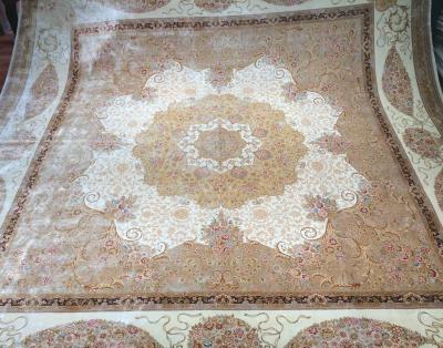 China Hot selling overbig sale Persian rug beige handmade oriental silk rug large size online store hand knotted turkish designer area rugs for sale