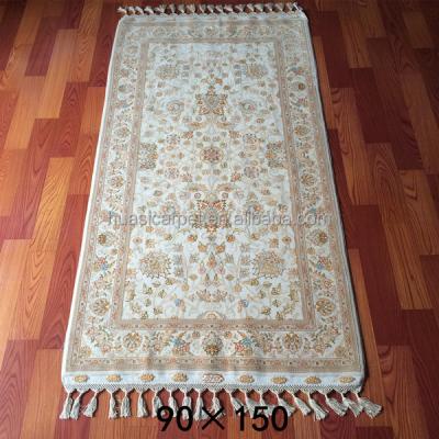 China 3x5ft Simply Prayer Persian Handmade Silk Turkey Blanket Shag White Woolen Blankets for sale