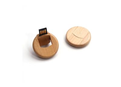 China Circular wooden USB pendrive 32G, oem usb flash drive with UDP chip for sale