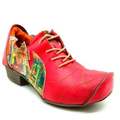 China Round red leather top hot sale leisurel femaie soft heel shoes for European market for sale