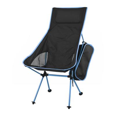 China Easy Folding Moon Chair Large Extended Camping Outdoor Adult Folding Chair Fishing Chair Aluminum Alloy With Pillow for sale