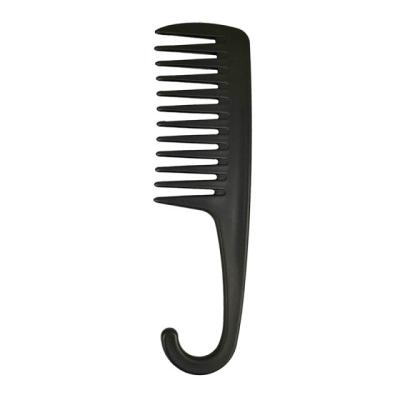 China Comfy professional salon custom logo good quality plastic detangling wide tooth comb with hook. for sale