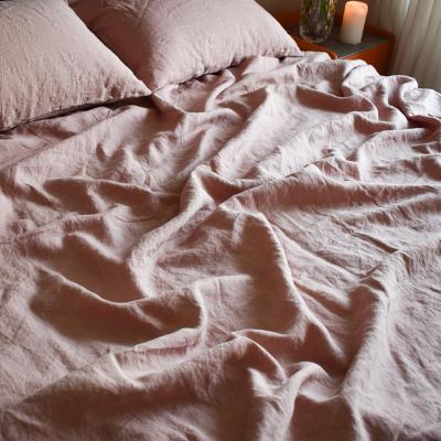 China LZ Nondisposable Rose Purple Color Pink Pure Linen 100% Linen Bed Linen Bedding Bedding Sets for sale