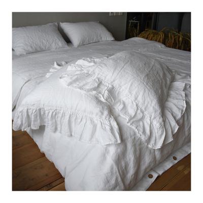 China Nondisposable White Gray Linen Rose LZ Duvet Cover Luxury 100% Linen Linen Bedding Sets Nondisposable for sale