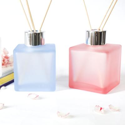 China Blue Pink Frosted Personal Care LZ Square Diffuser Bottles With Caps And Box for sale