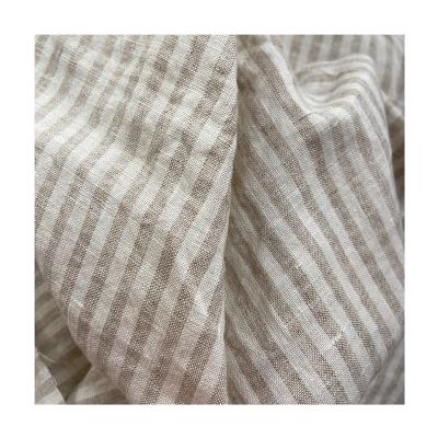 China Organic LZ Stripe Yarn Dyed Plain Curtains 100% Linen Fabric for sale