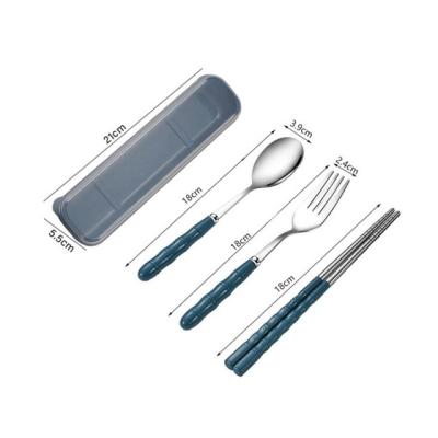 China Sustainable Stainless Steel Dinnerware Set Flatware Kitchen Accessories Camping Travel Sets Fork Spoon Portable Cutlery Set With Case for sale