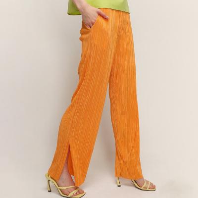 China Anti-Wrinkle Fashion Women Casual Long Pants Drawstring Ruched Lady Split Pants Vintage Style Harajuku High Street Pants for sale