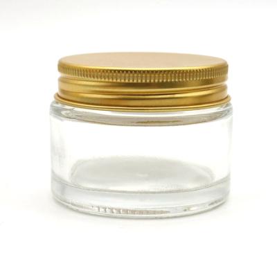 China High Quality Empty Frosted Glass Eye Cream Cosmetic Jar 50g Cream Jar With Gold Lid for sale