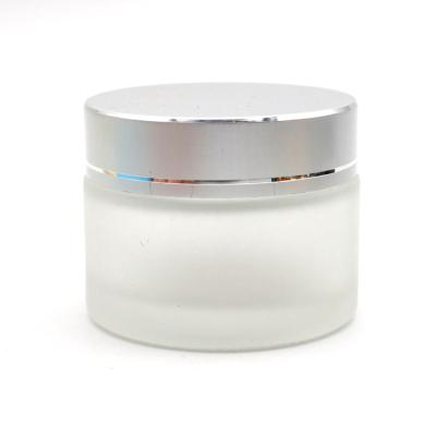 China Luxury Cosmetic 50ml Eye Cream 50g Clear / Frosted Glass Cosmetic Jar For Cream for sale