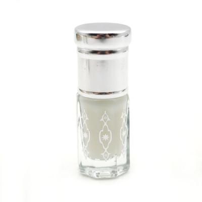 China Arabian Perfume Oil Bottle Personal Care 3ml 6ml 12ml Oud Oil Sliver Printing Sheer Bottle With Silver Metal Lid for sale