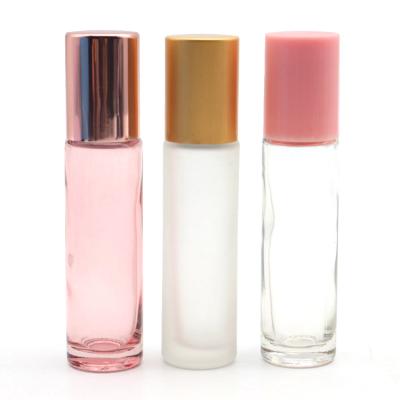 China New Essential Oil Roller Bottles Steel Ball 10ml Clear Roll Bottle Frosted Roll On Perfume Bottle for sale