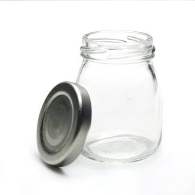 China 100ml Viable Wholesale Glass Milk Bottle Pudding Jar With Twist Off Tin Lid for sale