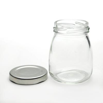 China Wholesale 100ml Sustainable Clear Pudding Glass Jar For Yogurt With Metal Lid for sale