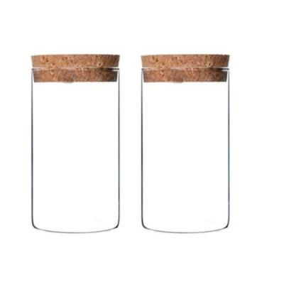 China Vial Empty Clear Glass 300ml/10oz Bottles With Cork Stopper - Food Goods Vial Jars For Flower Tea Refillable Dry Storage Container for sale