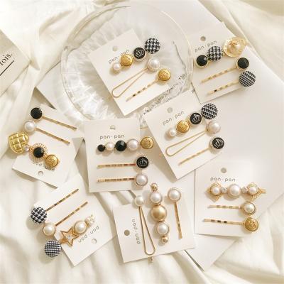 China Cute Korean Style 3pcs/set Jumpsuit Set Pearl Hairpin Hair Accessories Kids Hair Clips For Girl for sale