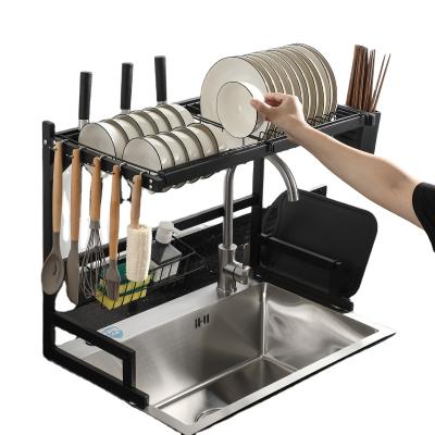 China Factory Direct Workable Stainless Steel Drain Rack Kitchen Bowl Storage Rack Sink Over Drying Rack Organizer for sale