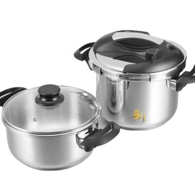 China Sustainable Hot Sale High Quality Sandwich Bottom Stainless Steel Pressure Cooker Sets With Optional Timer for sale