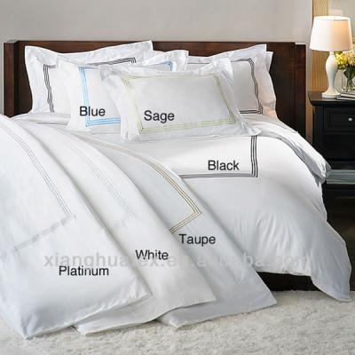 China Plain Whosale 100% Cotton Textile Bed Sheet Embroidery 3 Pcs Duverts Hotel Bedding Set for sale