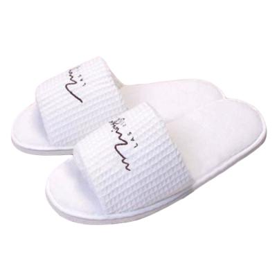 China Open Toe Low Price Guaranteed Quality Disposable Custom 100% White Cotton Hotel Slippers for sale