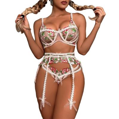 China 3 Piece Women's Sexy Lingerie Mature Suggest Lingerie For Wedding Sexy Designs White Bra Set With Bowknot for sale