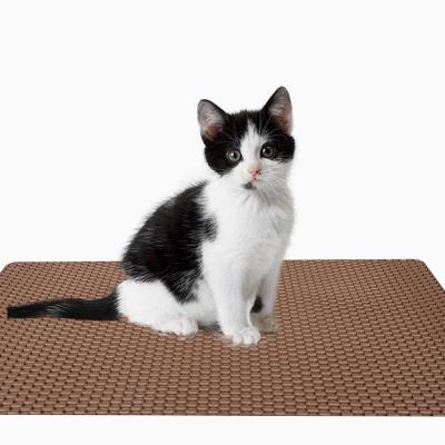 China Waterproof Washable Urine And Water Proof Material Reasonable Price Large Cat Food Mat Scratcher Cat Litter Mat for sale