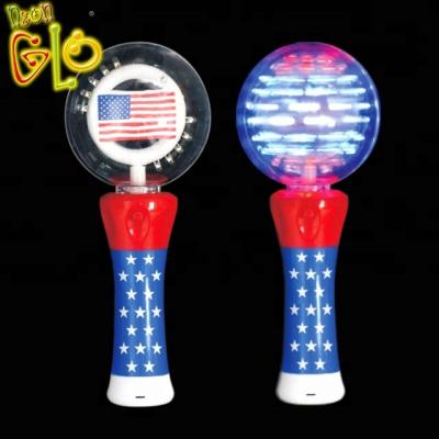 China Festival Event Party Supplies Led Light Up Spinning Wand For 4th Of July for sale