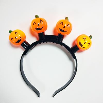 China 3 Functions Halloween Event Gifts Supplies Led Hair Scrunchies Accessories Pumpkin Headband for sale