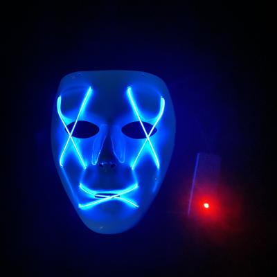 China Festival Grosir Halloween Christmas Masker Customized Wholesale Light Up Glow EL Cold Light Party Masks for sale