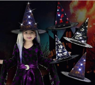 China Picture Wholesale LED Halloween Wizard Witch Led Hanging Hat Cap Light Cosplay Party for sale