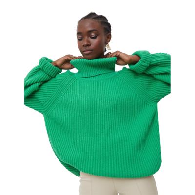 China 2021 Anti-Wrinkle Turtle Neck Winter Sweater Women Sweater Thick Warm Knitted Loose Sweaters Tops For Women for sale