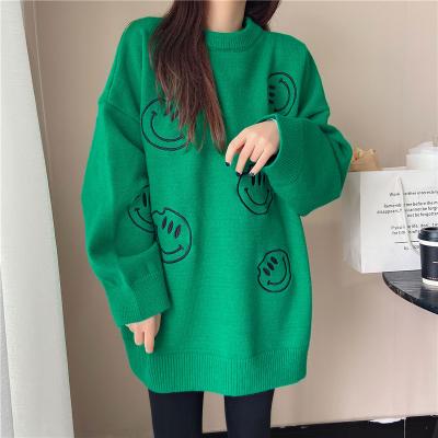 China Anti-wrinkle women sweaters smiley face long sleeve knit sweater winter pullovers tops oversized sweater for sale