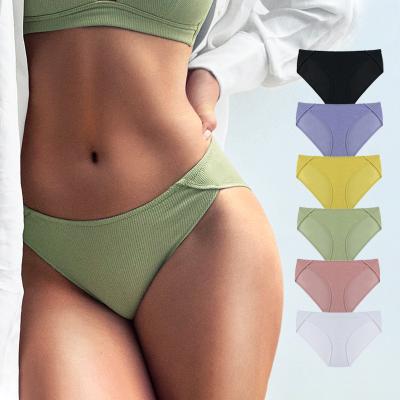 China Antibacterial Ribbed Cotton Ladies Briefs Sweat Absorbent Breathable Retro Hip Lift Woman Abdominal Panties for sale