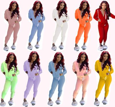 China 2021 Custom Logo Breathable Sweat Suit Wear Women Fall Clothing 2 Piece Pants Sets Ladies Women Joggers Sweatsuits for sale