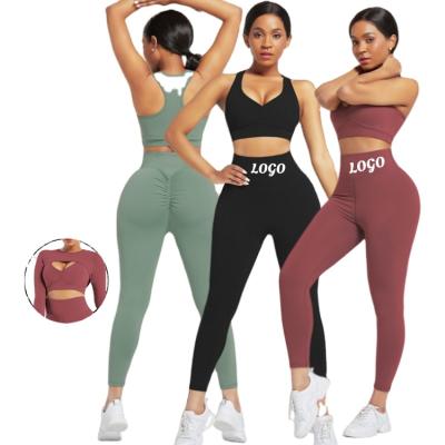 China Antibacterial Women Yoga Pants Comfortable And Breathable Sport Clothing Yoga Suit Wear Workout Sets For Women Activewear Women Sets Two Piece for sale