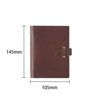 China High Quality Rustic Genuine Leather Brass Stationery Spiral Rings Notebook A7 Spiral Bound Diary Notebook Agenda Planner Agenda for sale