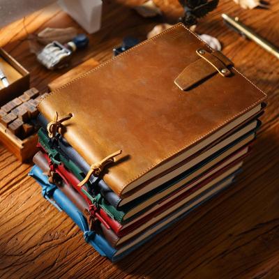 China Classic Handmade Leather Binding Notebook Student s Notebook Hard Cover Sketchbook Retro Genuine Leather Painting Boy's Notebook