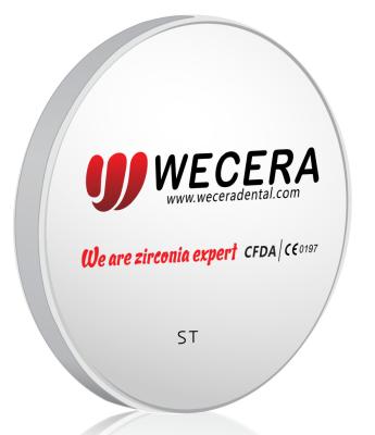 China Wecera ST Witte Zirconia schijf tandheelkundige Zirconia blok open freesysteem Compatibel Te koop